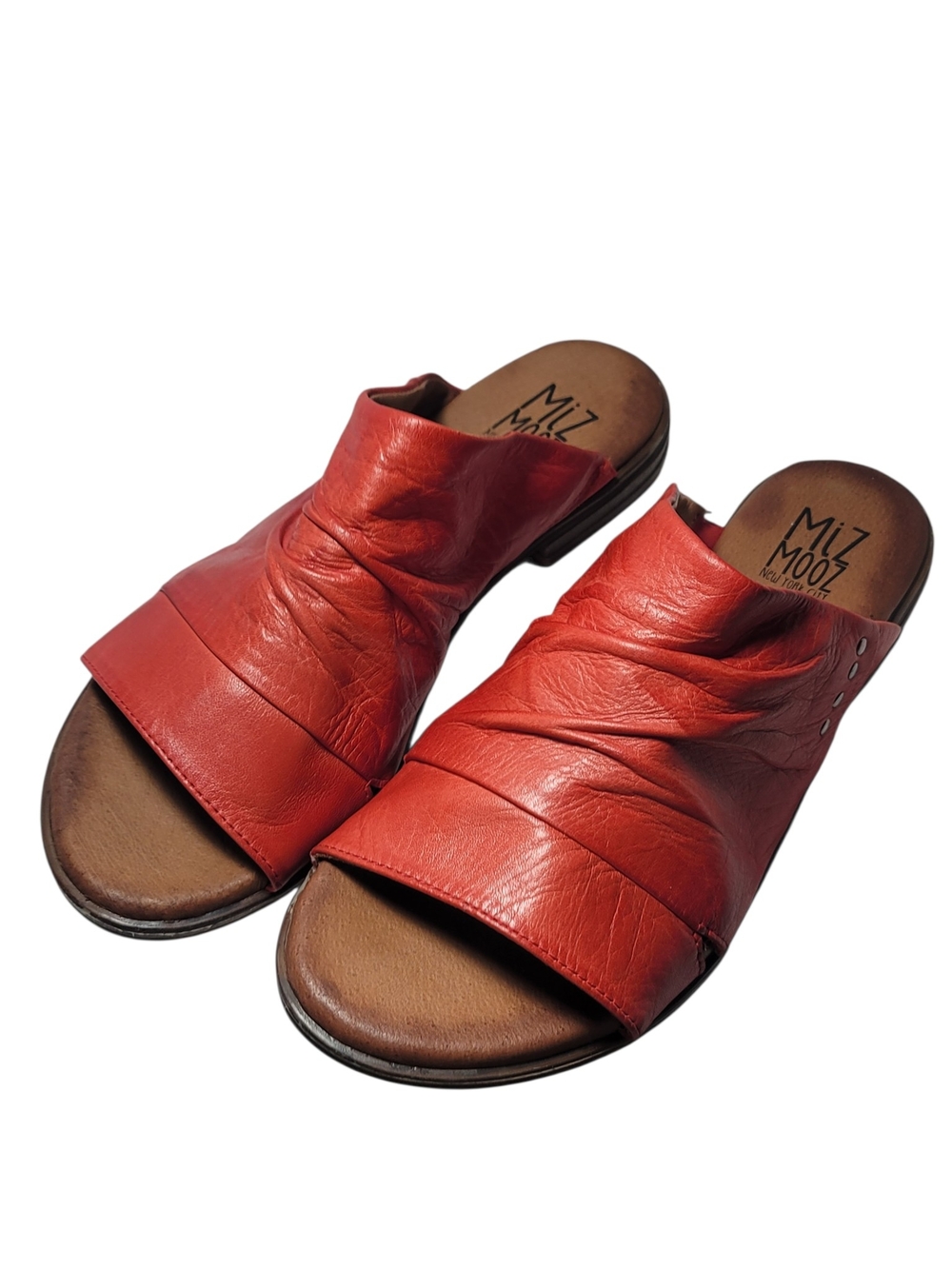 Miz Mooz Dandelion Leather Slide Sandals - Ochre (39 Wide)